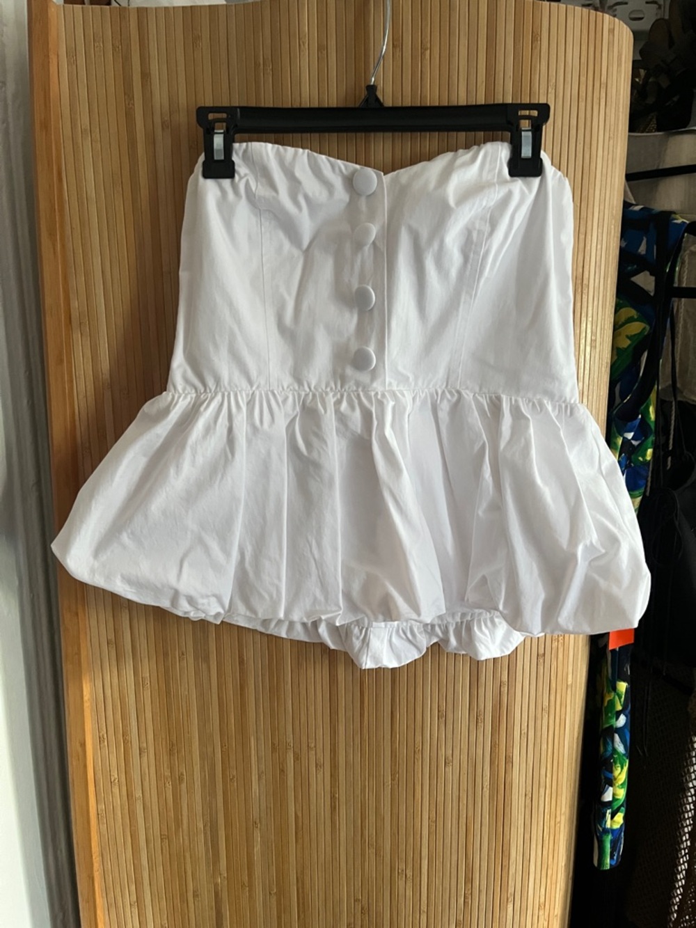 Maude Club White Strapless Peplum Tank Top